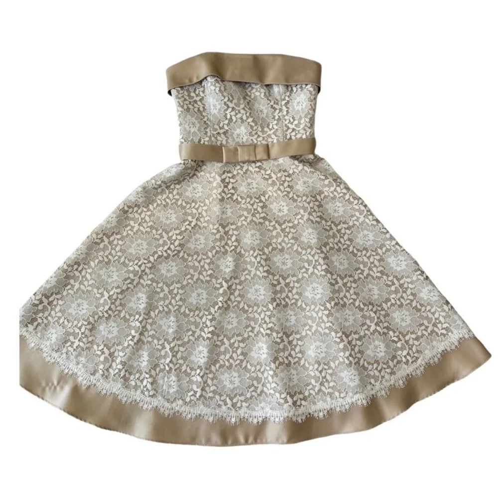 White House black market champagne and sanity lace dress - Picture 1 of 10